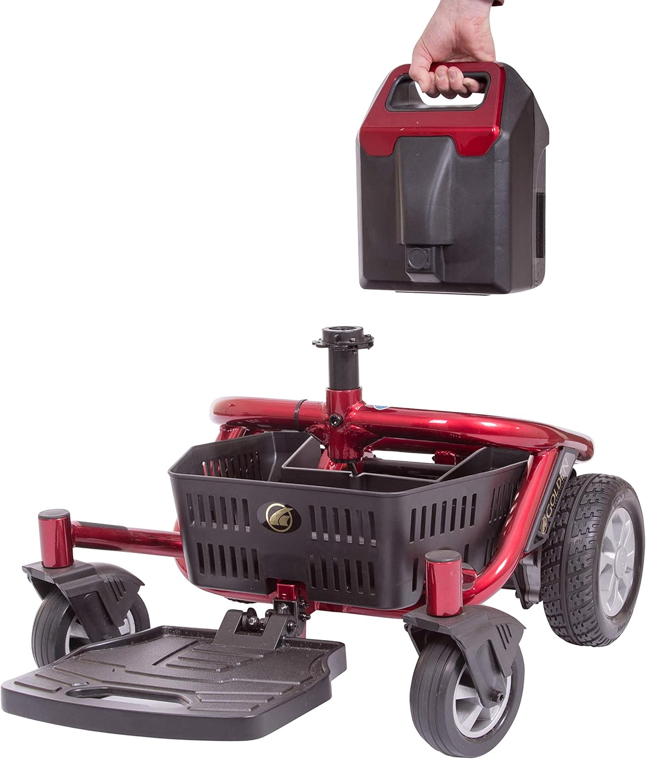 Golden Technologies New LiteRider Envy Silla de ruedas eléctrica, color rojo, asiento de 20 pulgadas