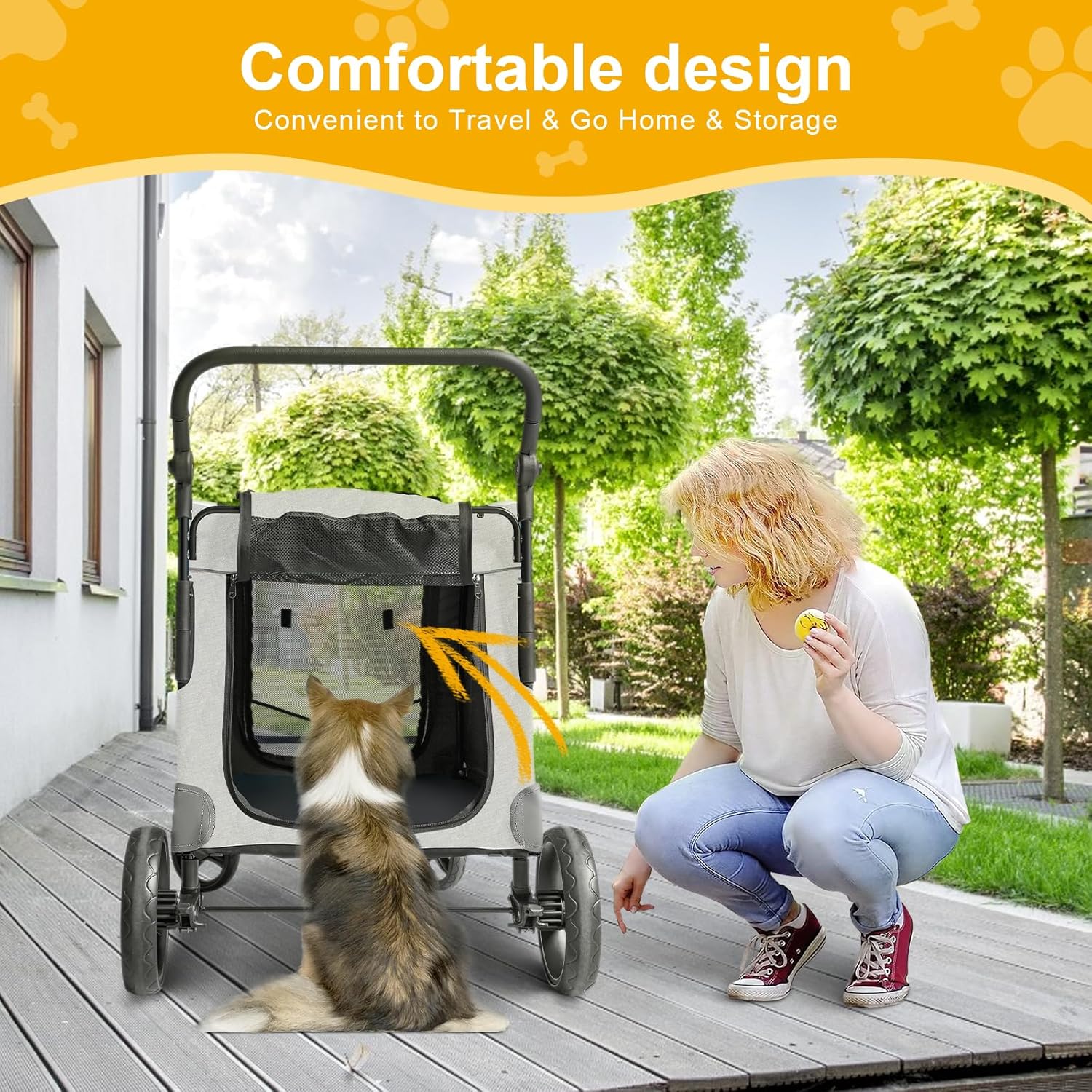 Cochecito de perro extragrande para perros grandes, cochecito para mascotas para perros medianos de 3040-50 libras, carritos para perros con 4