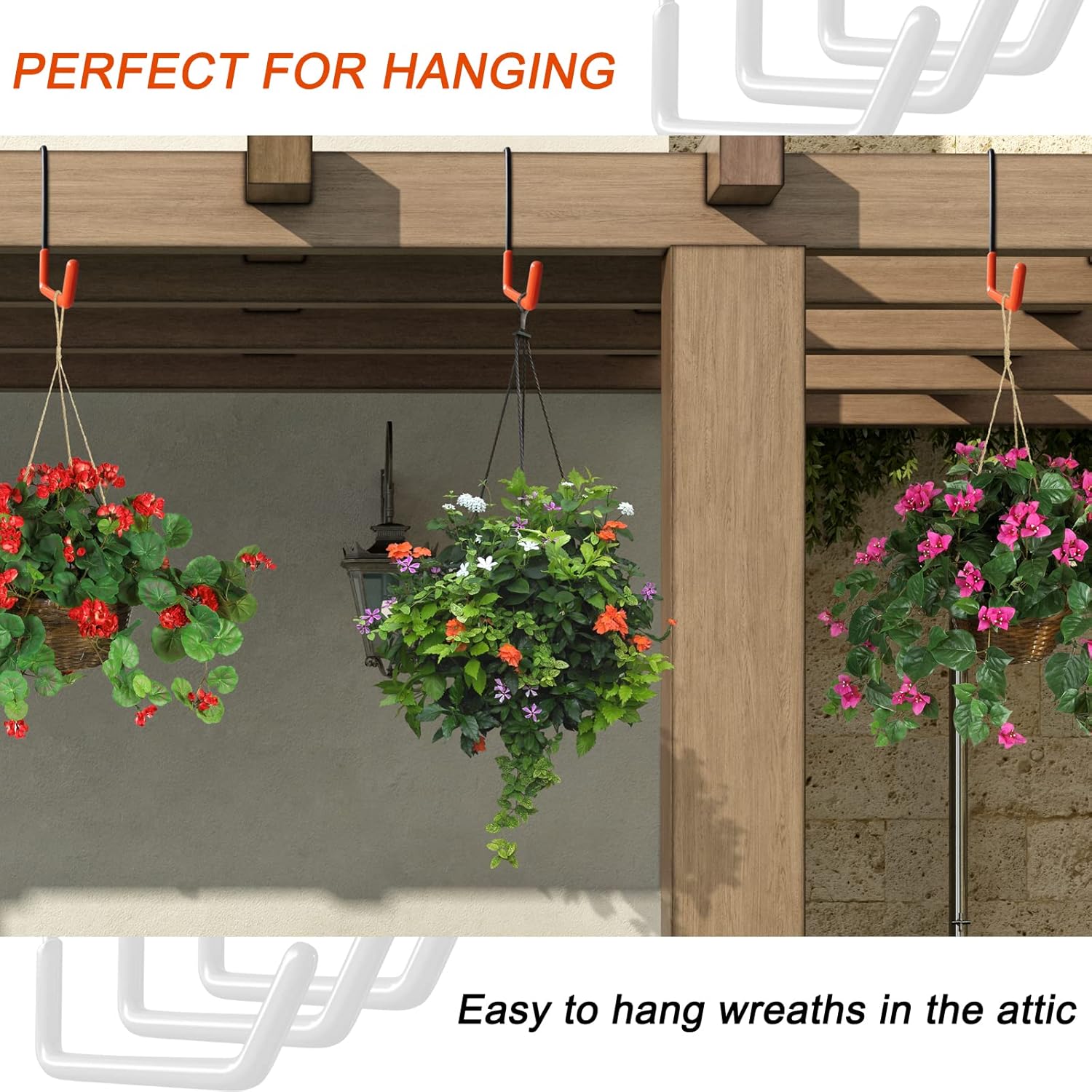 HUPBIPY Rafter – Ganchos para colgar en el garaje, para bicicleta, ganchos grandes en S para colgar, con revestimiento antideslizante, para