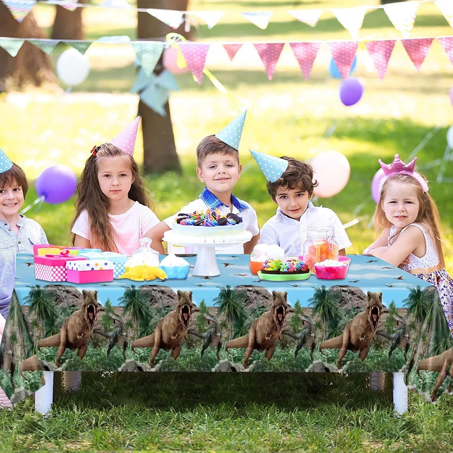 Paquete de 2 manteles de plástico para fiesta de dinosaurios, suministros de fiesta temática de dinosaurios, mantel de dinosaurio para niños,