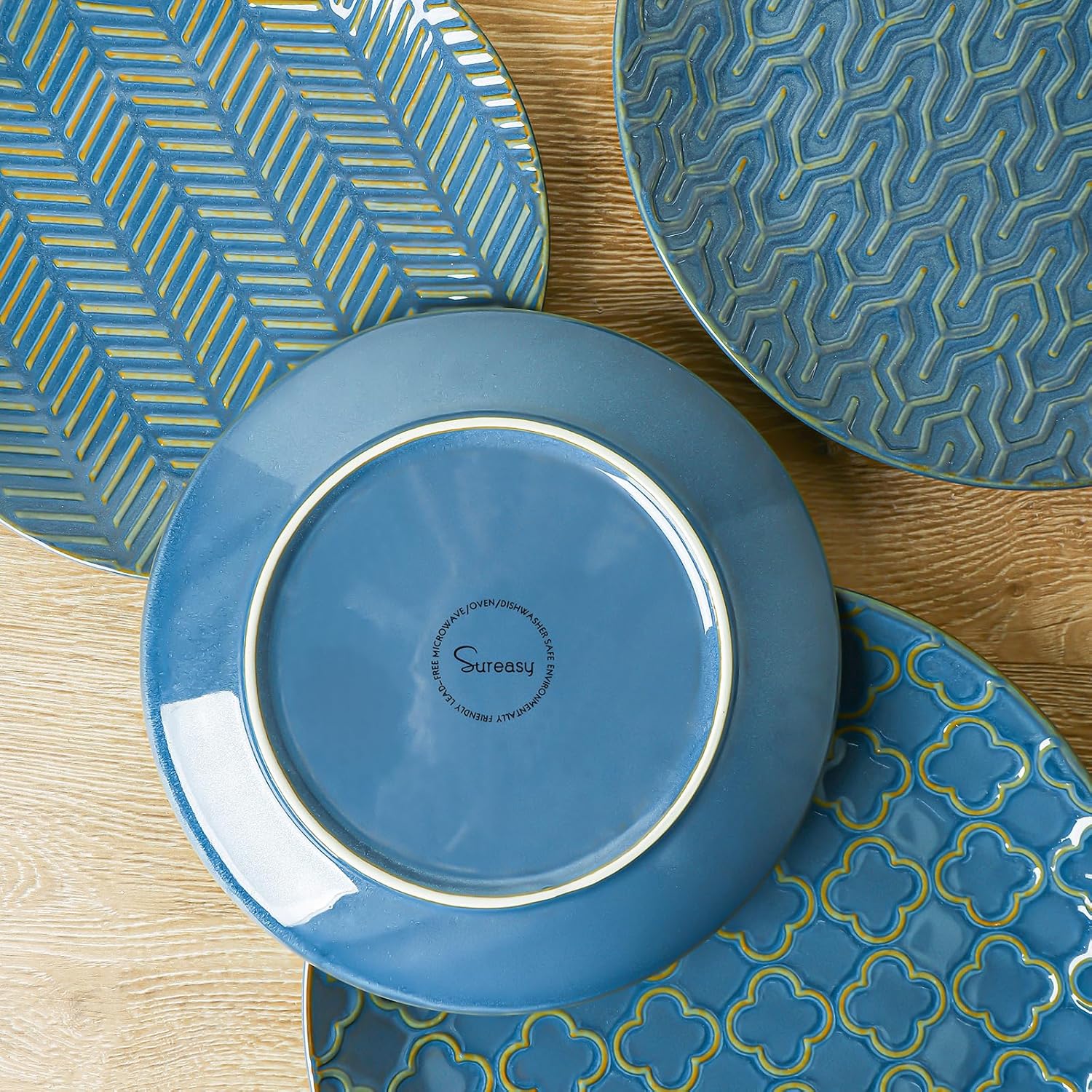 Sureasy – Platos de ensalada, platos pequeños de postre de 8.5 pulgadas, platos de cerámica en relieve para aperitivos, aperitivos, platos de