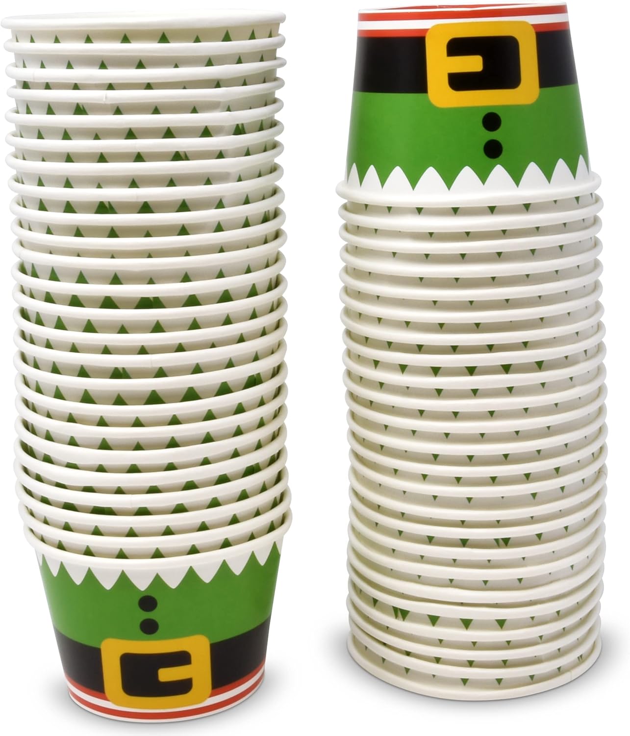 Gift Boutique 48 bocadillos de Navidad de 10 onzas, cinturón de elfo de Navidad, taza de papel desechable, tazones de helado de postre, rojo, verde,