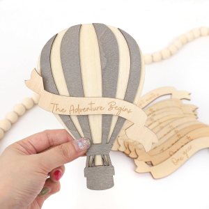 Tarjetas de hitos mensuales de madera con globo aerostático para bebé, tema de arriba y lejos, accesorios de fotografía para recién nacidos, Tarjetas de hitos mensuales de madera con globo aerostático para bebé, tema de arriba y lejos, accesorios de fotografía para recién nacidos,