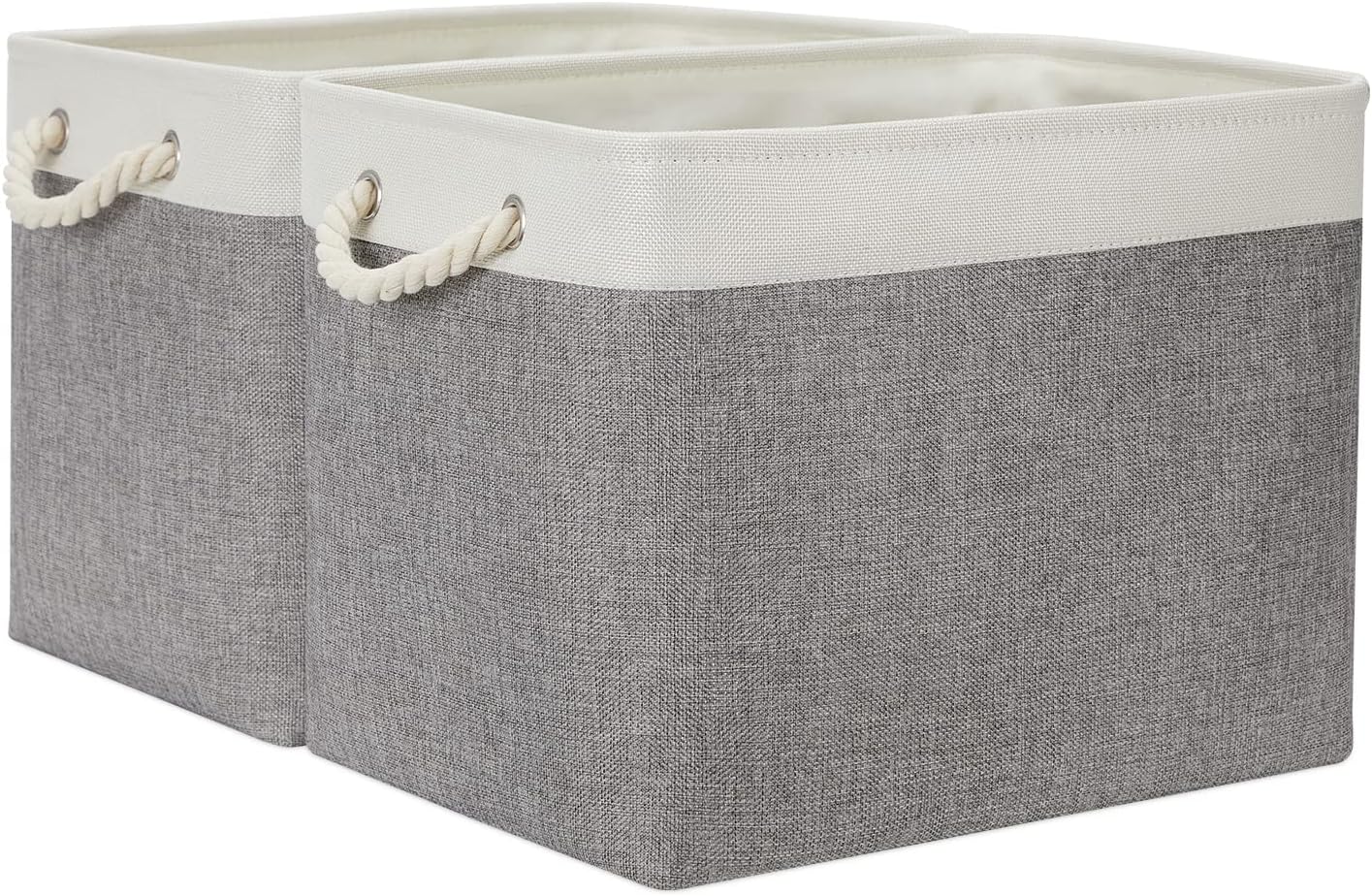 Temary Cestas para organizar, paquete de 2 cestas de almacenamiento grandes de tela con asas, cestas decorativas para regalos vacías para el hogar,