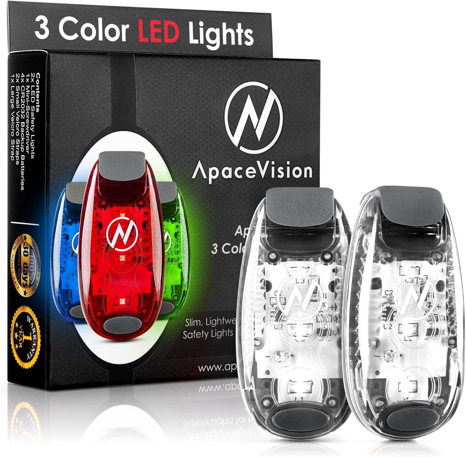 Luz LED de seguridad (2unidades) + Bonos gratis  Clip de luces de luz estroboscópica corriente para corredores, Perros, bicicleta, caminata los