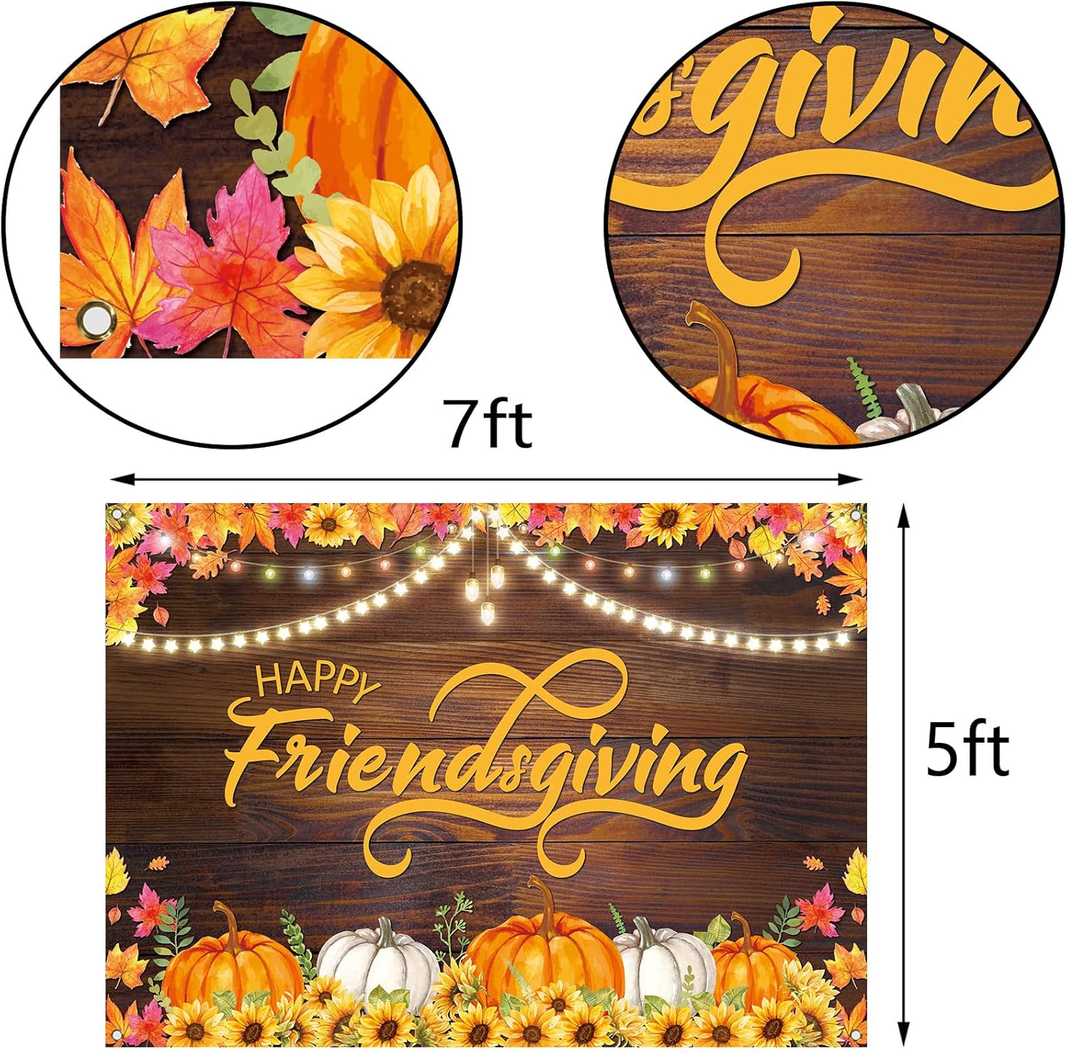 Nepnuser Telón de fondo para cabina de fotos de Happy Friendsgiving de cosecha de otoño, decoración de fiesta de amigos, hojas de arce, girasol,