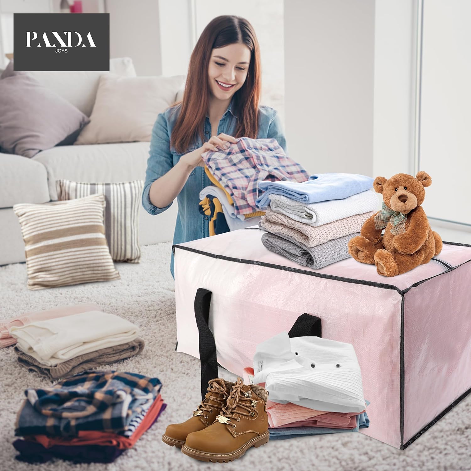 Bolsas de mudanza extra grandes con cremalleras y asas de transporte, bolsa de almacenamiento resistente para ahorrar espacio, almacenamiento en
