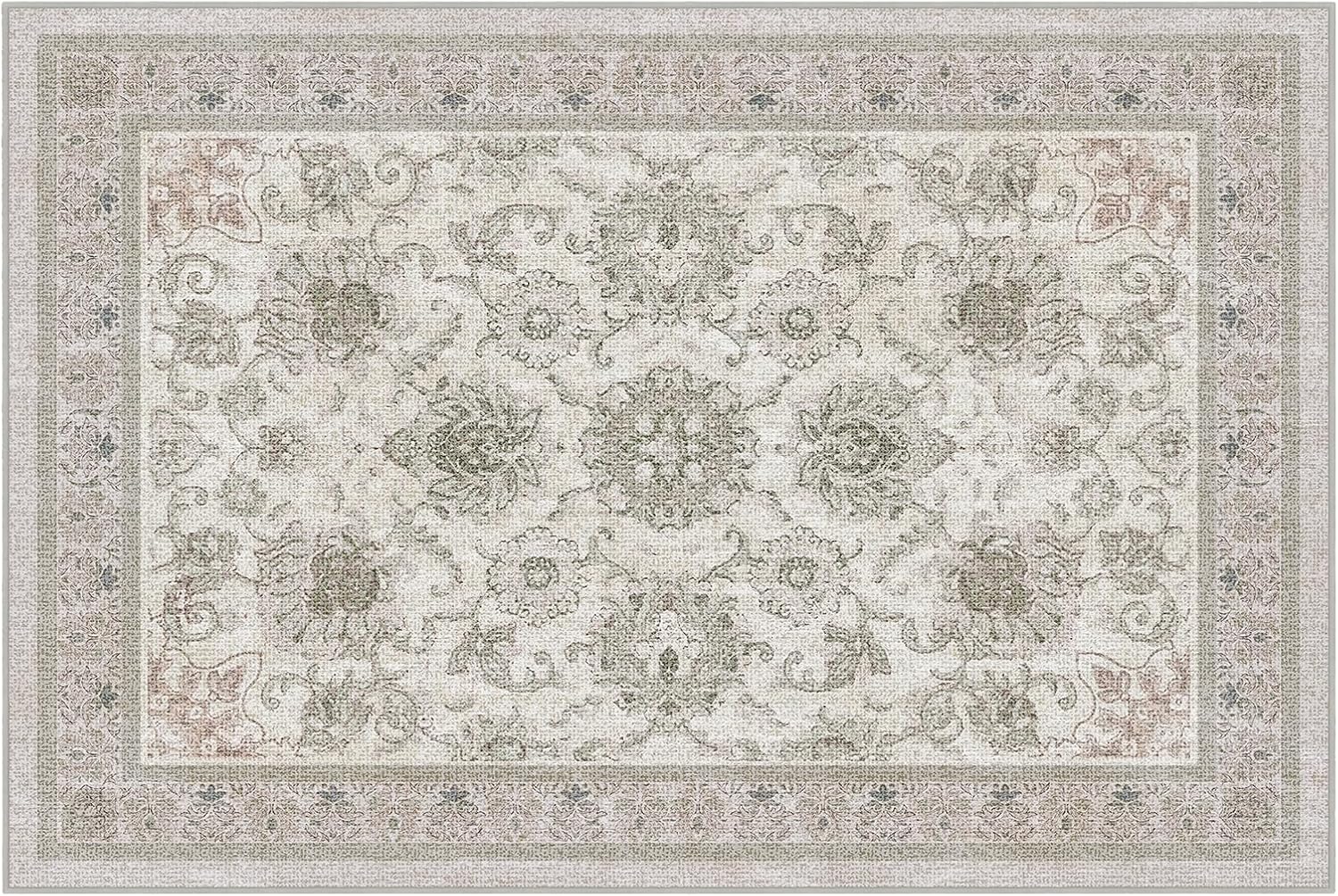 Phantoscope Vintage Collection – Alfombra de área de 6 x 9 pies, alfombra grande para sala de estar, alfombra bohemia lavable, antideslizante para