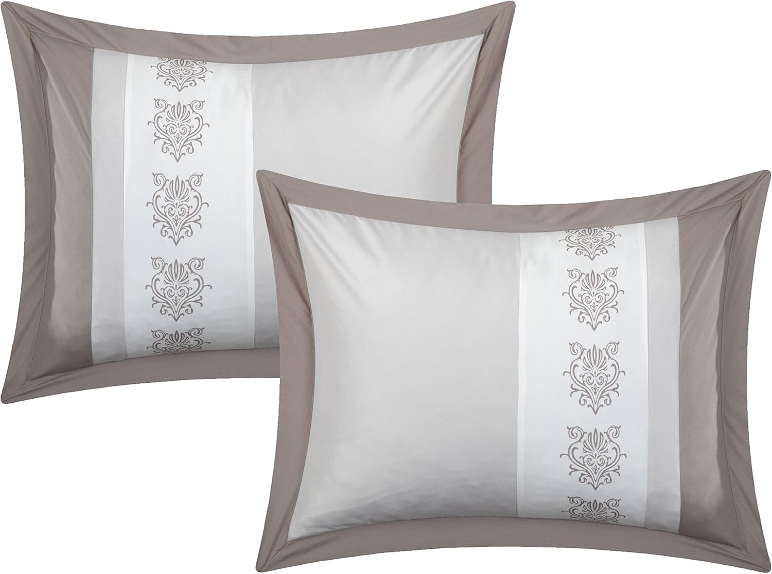 Juego de ropa de cama de 10 piezas Chic Home con edredón con cierre fruncido, para cama king, todo en una bolsa, Microfibra, Beige, gemelo