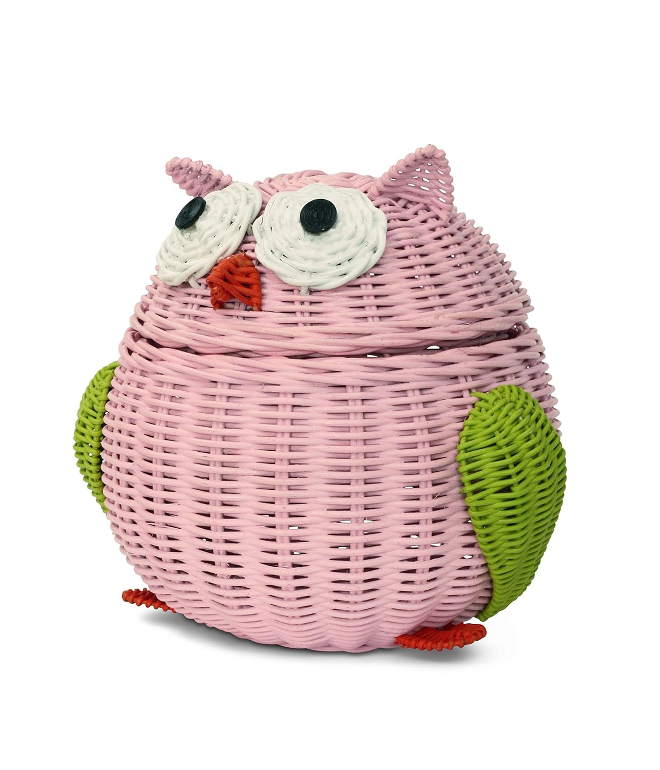 G6 COLLECTION Cesta de almacenamiento de ratán con tapa, papelera decorativa para decoración del hogar, organizador de estantes tejido a mano, lindo