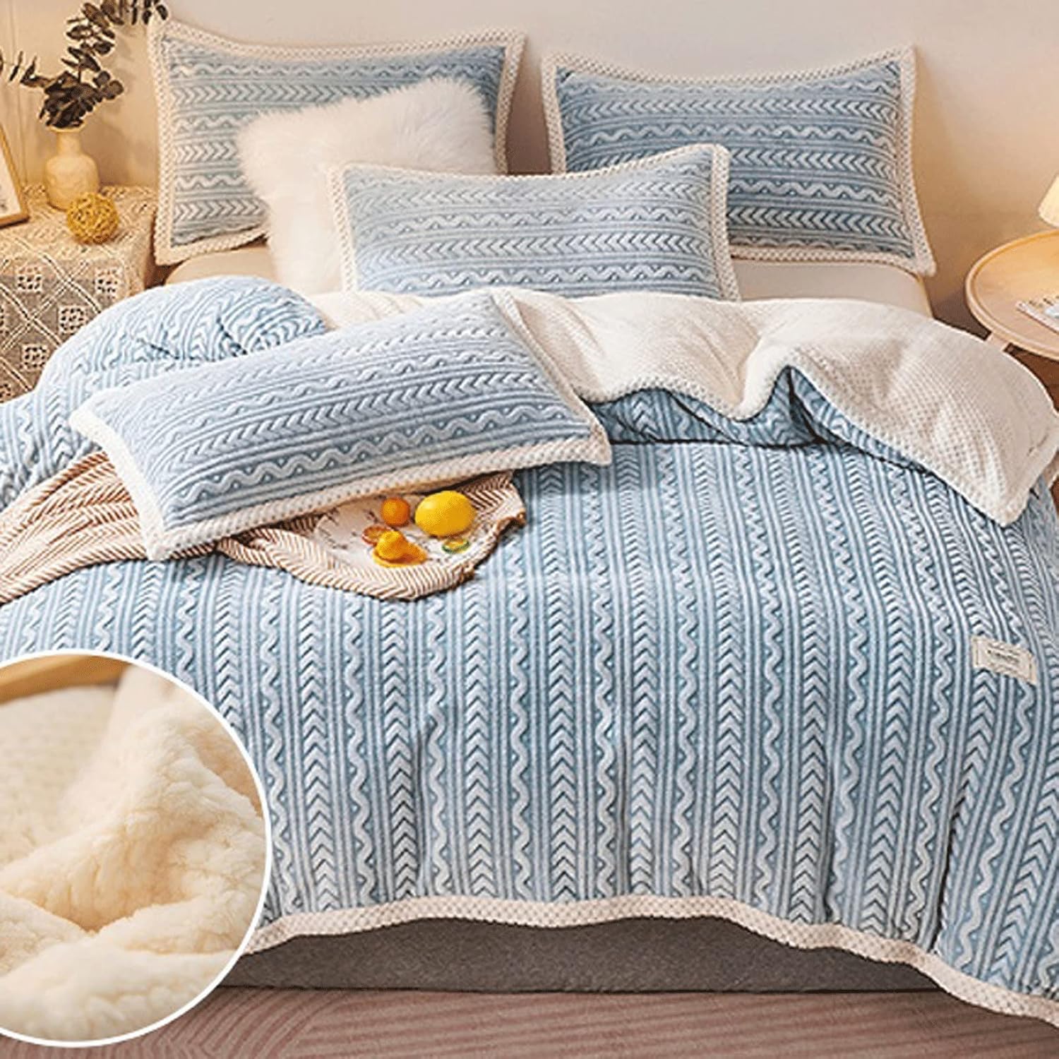 Cozy Blanket Duvet Cover Blankets Double Sided Solid Color Adults Quilt Cover Winter Warm Thick Fleece Double Bed Bedspread Sofa Cover
