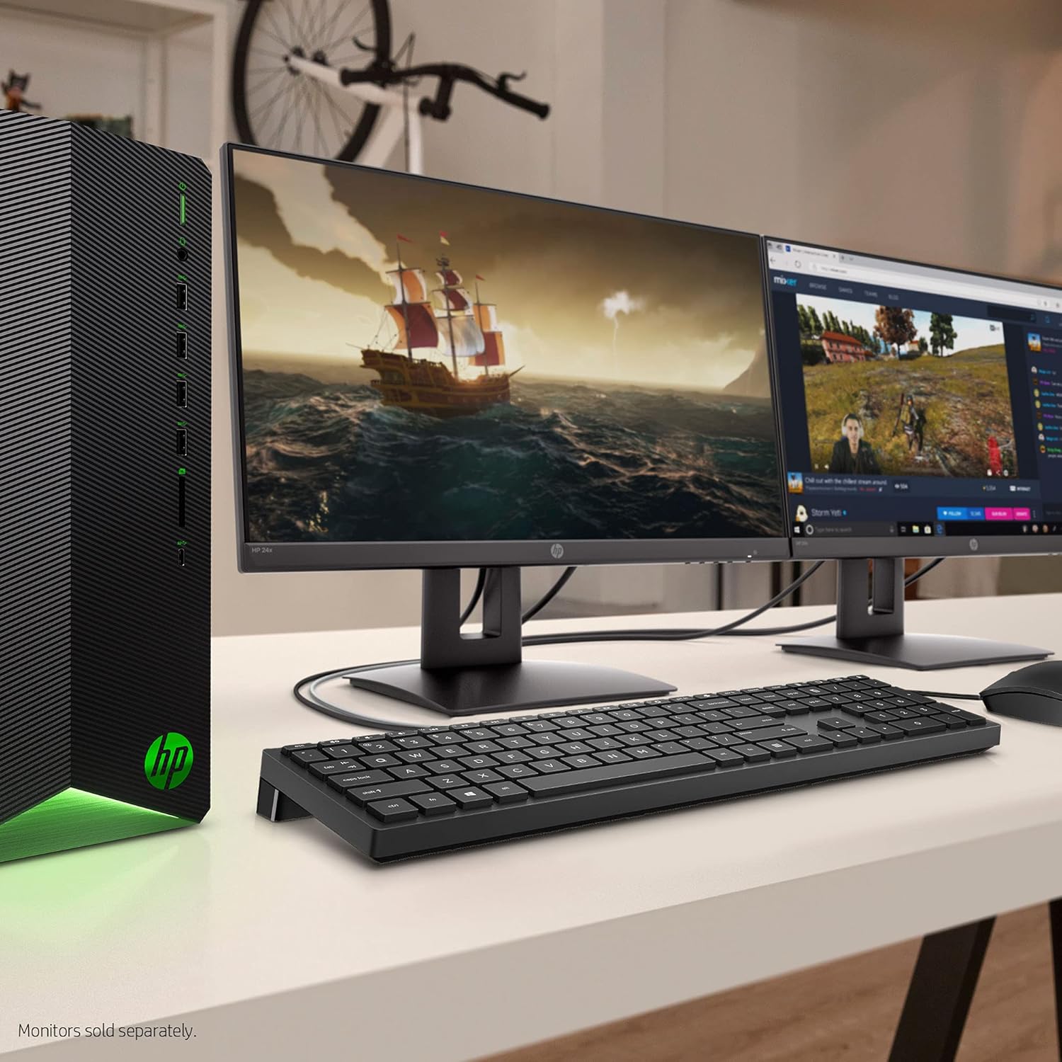 HP Pavilion – Escritorio para juegos, AMD Radeon RX 5500, procesador AMD Ryzen 5 5600G, 8 GB de RAM, SSD de 512 GB, Windows 11 Home, 9 puertos USB,