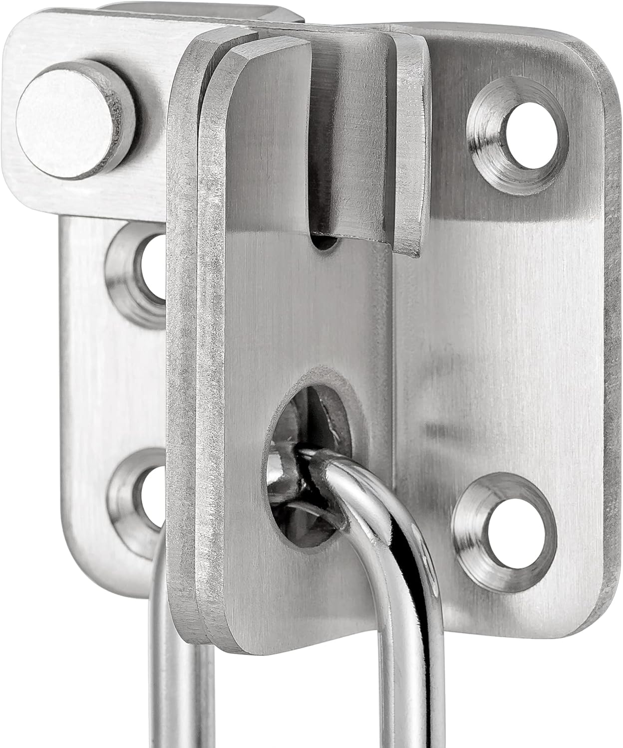 Paquete de 2 pestillos abatibles, 1.81 x 1.77 pulgadas, acero inoxidable de níquel cepillado grueso, resistente, cerrojo para puerta de granero,