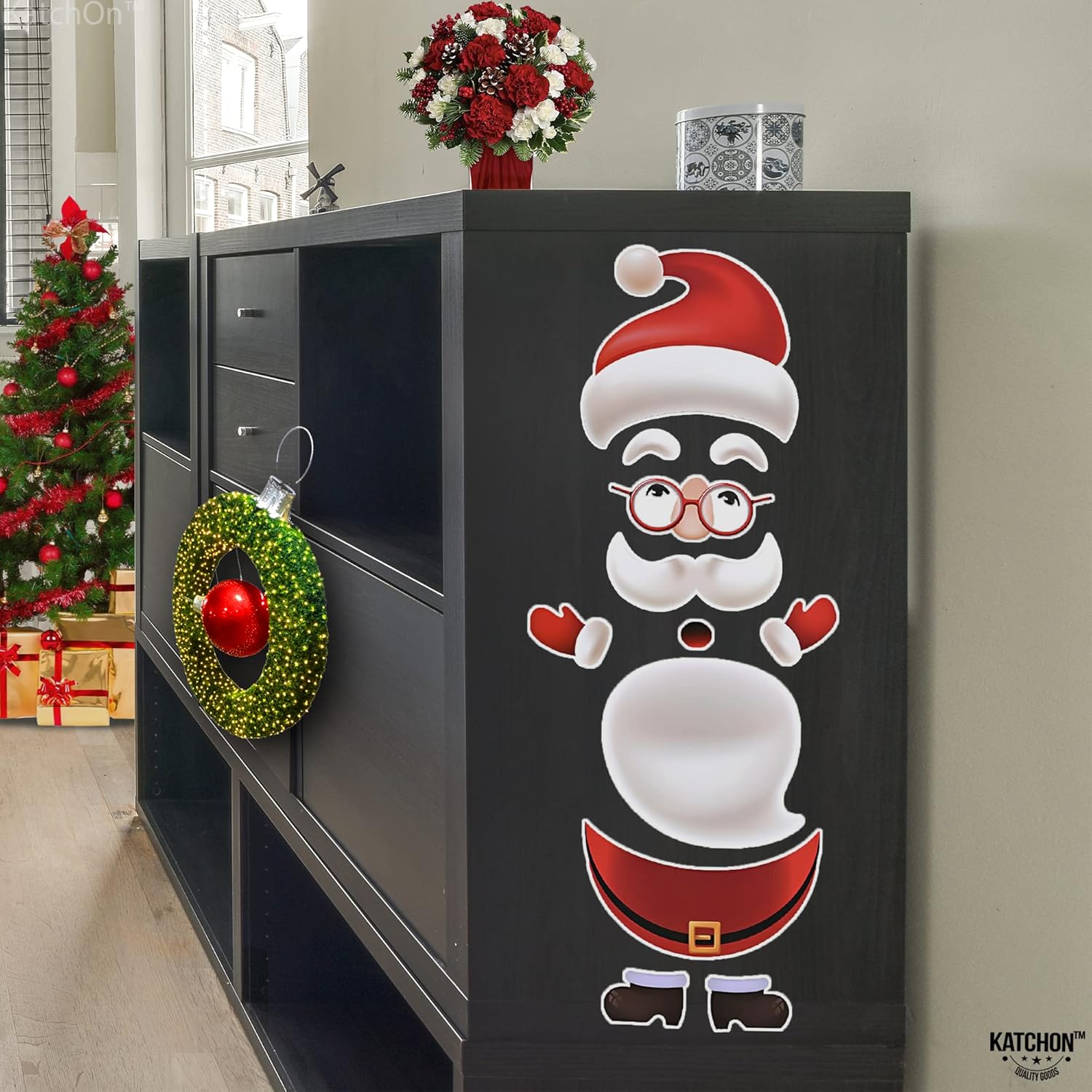 KatchOn, Imanes navideños para refrigerador de Papá Noel, grandes, 36 pulgadas, calcomanías magnéticas de refrigerador de Papá Noel para