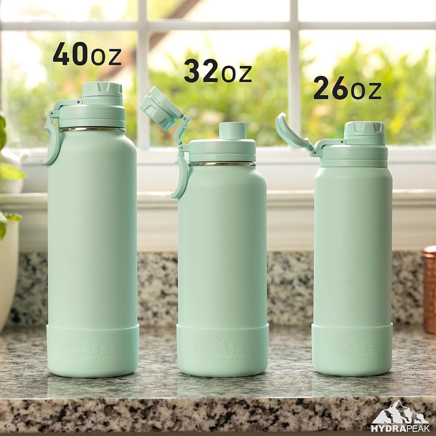 Hydrapeak Botella de agua deportiva de 26 onzas con aislamiento y tapa para beber, a prueba de fugas y derrames, mantiene las bebidas frías durante