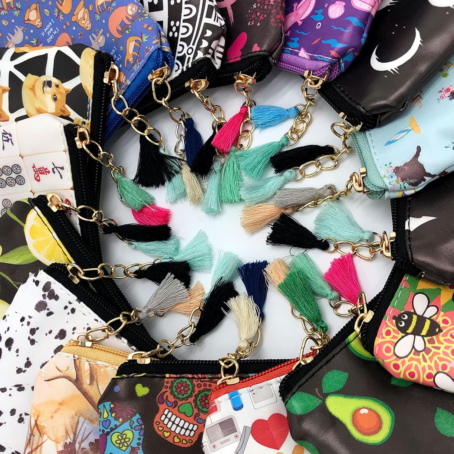 Bonita bolsa de cosméticos pequeña para mujeres y niñas, de piel sintética, pequeña bolsa de aseo de viaje, organizador de accesorios con borla de