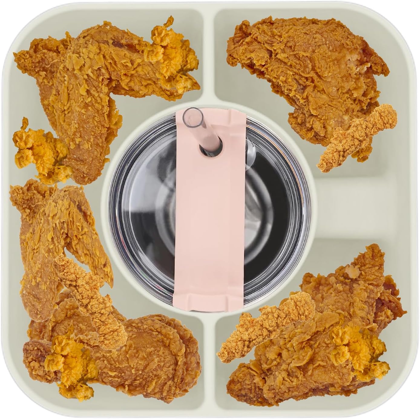 Cuenco para aperitivos Stanley Cup con tapa, bandeja reutilizable para aperitivos con tapa, se adapta a Stanley Cup 1.02.0, 3 compartimentos para
