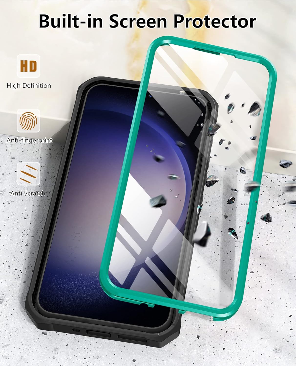 FNTCASE Funda para Samsung Galaxy S23+Plus funda protectora texturizada de doble capa y carcasa de TPU resistente con soporte  Protección contra
