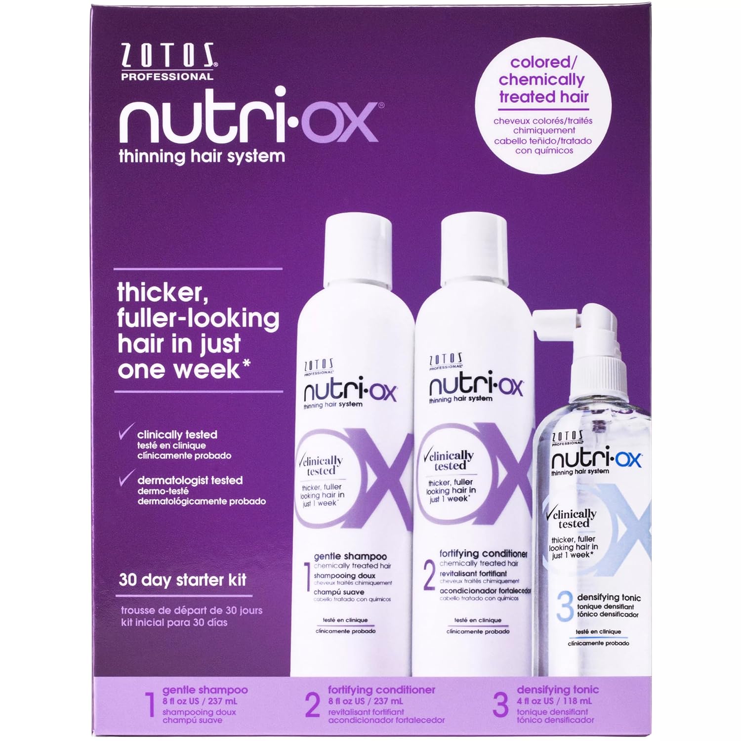 NUTRI-OX Kit de inicio para cabello adelgazante teñido  Cabello más grueso y de aspecto más completo  Menta  Probado clínicamente y