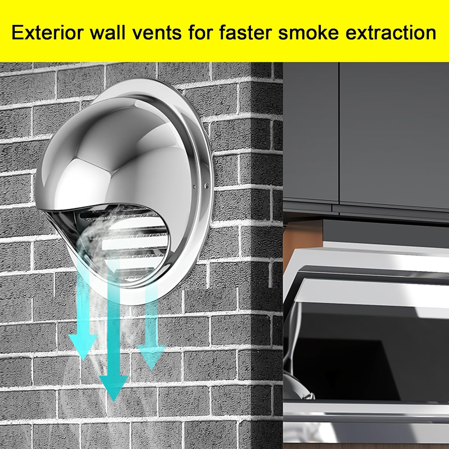 Capó de acero inoxidable 304, tapa redonda de ventilación de aire, campana de escape de baño, tapa de lluvia de chimenea, tapa de ventilación de