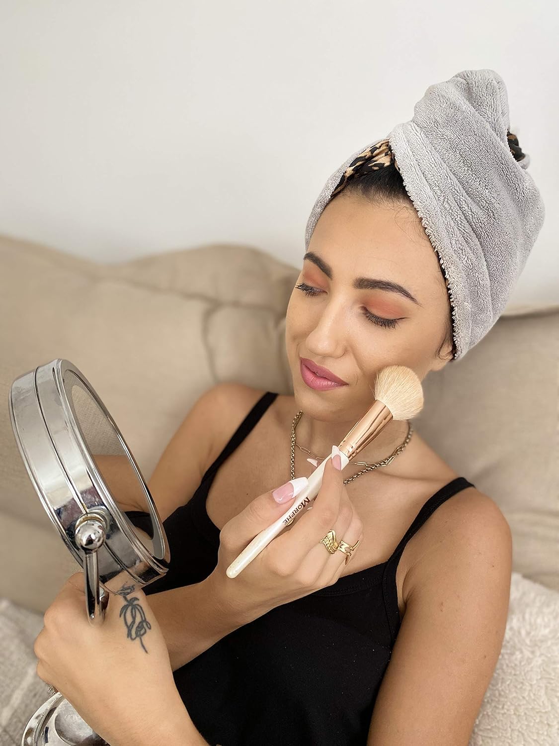 ARIADNI – Turbante de toalla para el pelo, microfibra de bambú, seda, secado rápido, toalla para el cabello, súper absorbente, ligera, seca con