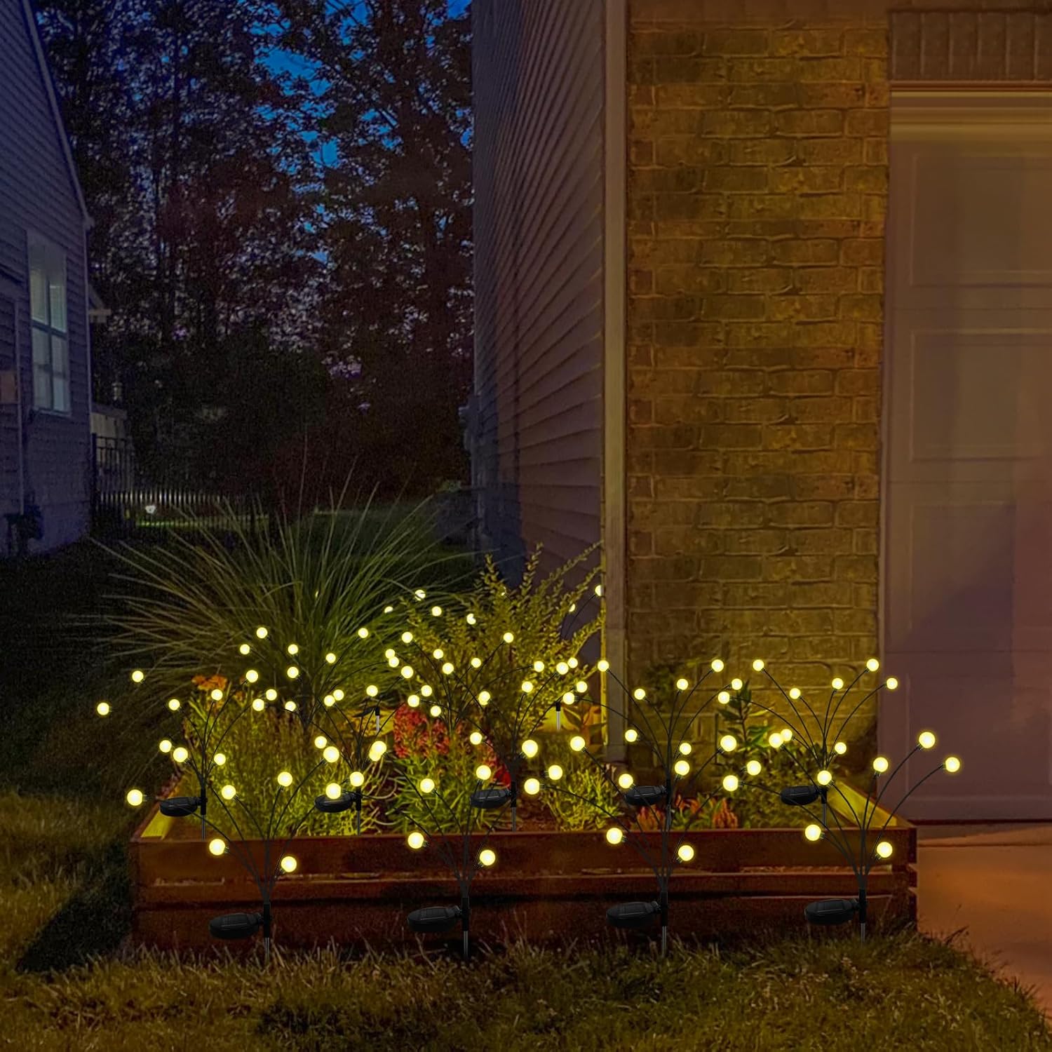 Anordsem Luces solares para decoración de jardín, paquete de 2 unidades, luces de luciérnaga para maceta, balcón, patio, árbol, patio trasero,