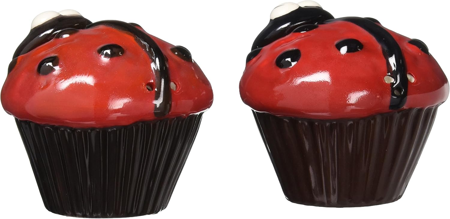 Appletree Design Ladybug Cupcake – Juego de sal y pimienta, 2-38 pulgadas