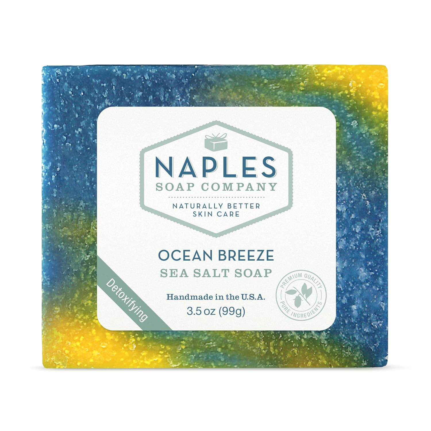 Naples Soap Company Barra de jabón de sal marina que equilibra el pH, exfolia e hidrata de forma natural, sin ingredientes nocivos, 3.5 onzas, brisa