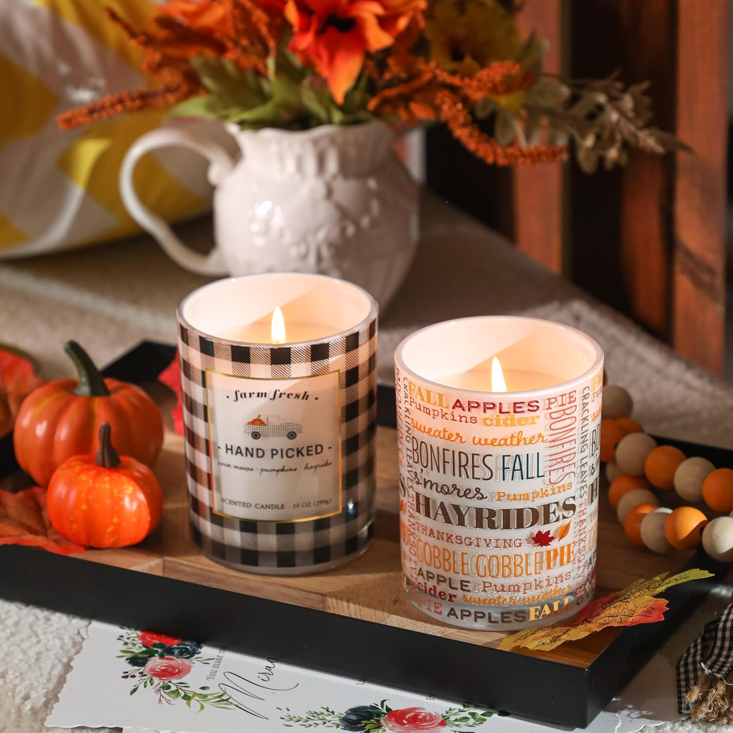 Vela perfumada de calabaza, regalo de otoño y Halloween, 10 onzas, vela en tarro de cera de soja para camión, vela prémium para el hogar (camión)