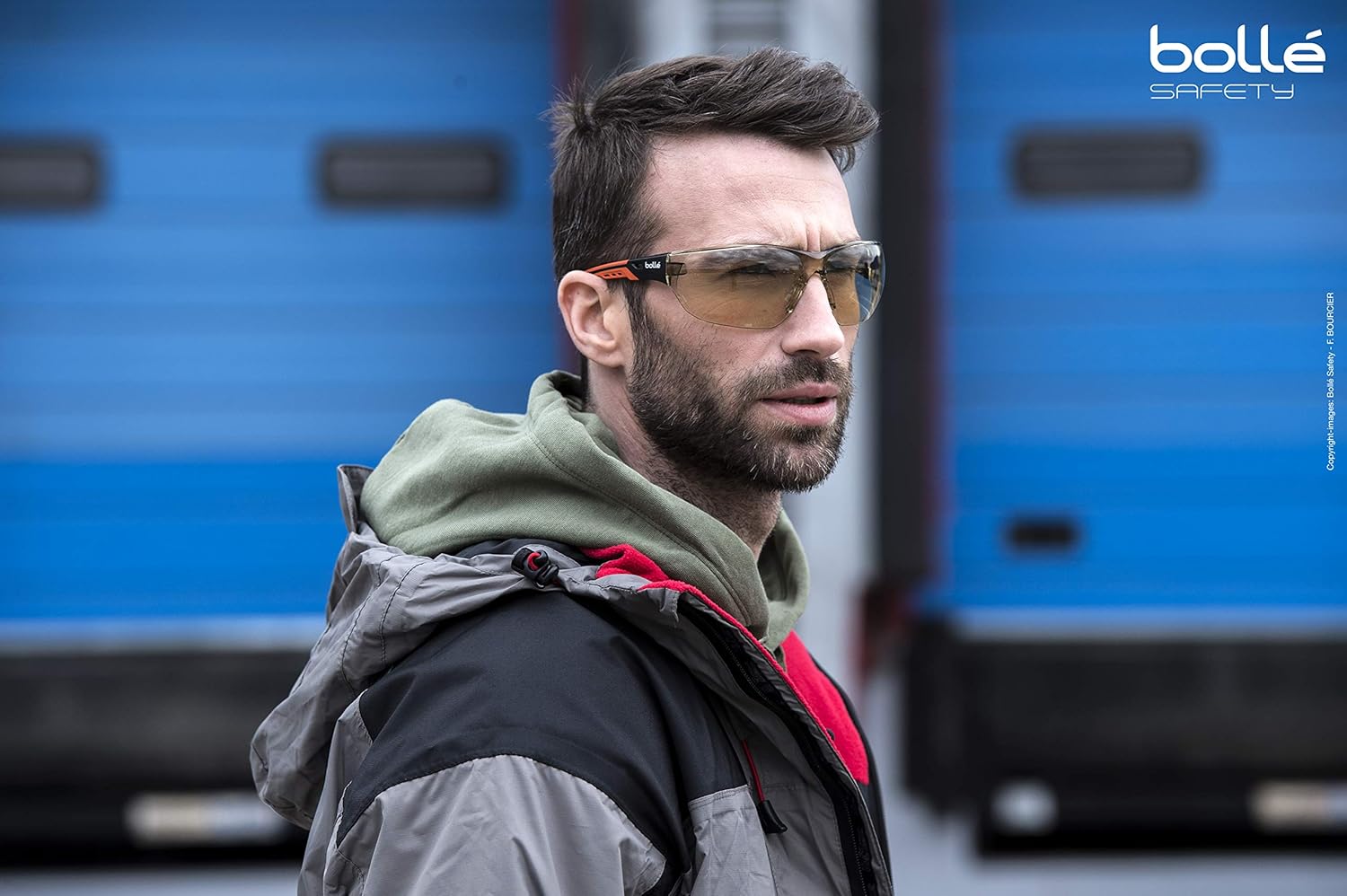 Bolle Safety NESSPCSP, lentes de seguridad Ness+ Platino, montura negra y naranja, lentes CSP, color negro y naranja, universales
