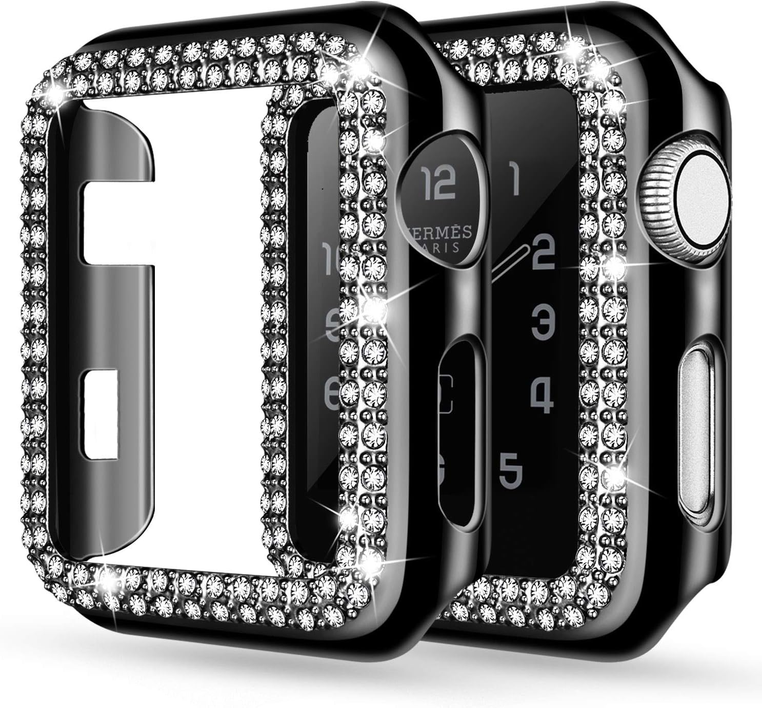 adepoy – Carcasa para Apple Watch con protector de pantalla y cristales brillantes, protección completa para iWatch Series 654321 SE