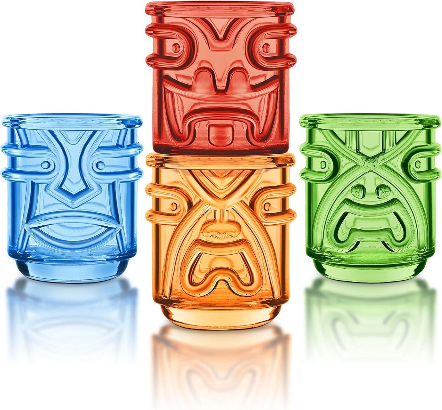 Final Touch Vasos Tiki de 12 onzas, juego de 4 vasos de colores (TK5302)