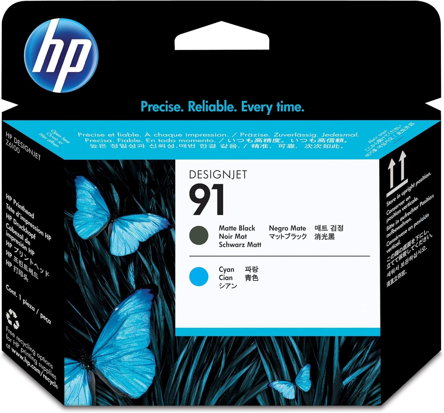 HP C9460A 91 Cabezal de impresión negro mate y cian Designjet Z6100
