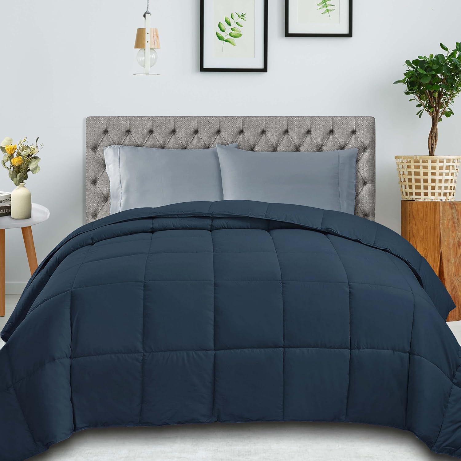 SUPERIOR Edredón reversible clásico para todas las estaciones, cómodo, esponjoso, acogedor, ligero, decorativo, relleno de edredón, felpa, esencial