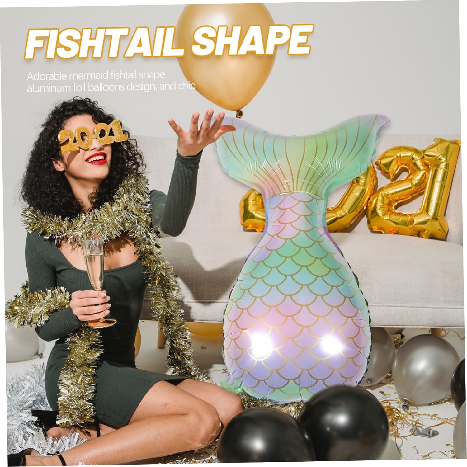 Abaodam 8 Pcs Foil Balloons Baby Balloon Mermaid Party Balloon Film Party Balloon Ocean Decor Fishtail Balloon Lovely Balloon Fishtail Aluminium