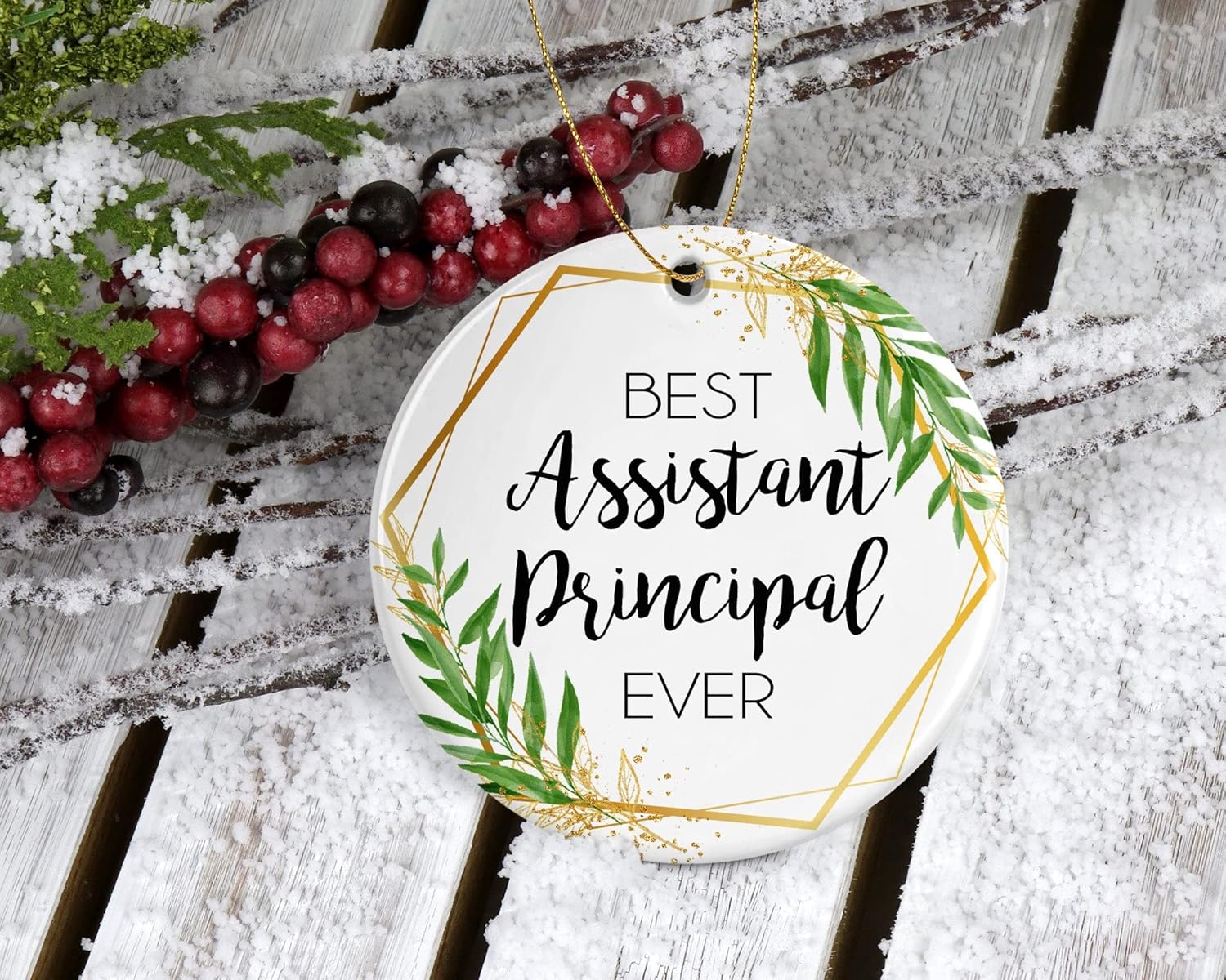 Adorno de Navidad de asistente principal Regalo para subdirector El mejor asistente de director del mundo Mejor asistente principal jamás impreso