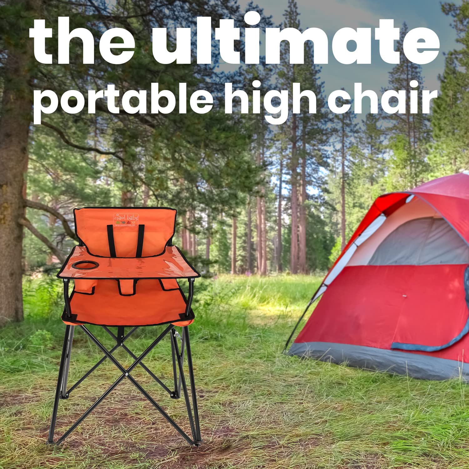ciao! baby Silla alta portátil para bebés y niños pequeños, silla alta de viaje plegable compacta con bolsa de transporte para campamento al aire