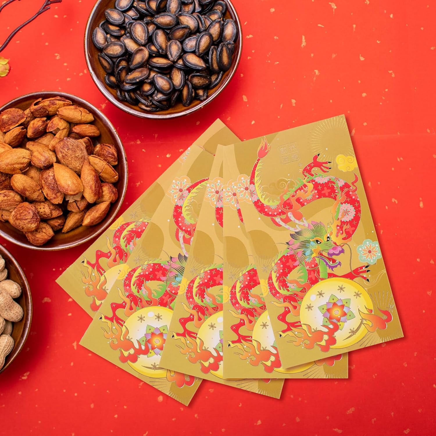 Didiseaon Sobres lindos 2024 rojo Año del Dragón s 6 piezas chino Hong Bao Lai See Money Pocket Lucky Red Paquetes para Festival de Primavera Año