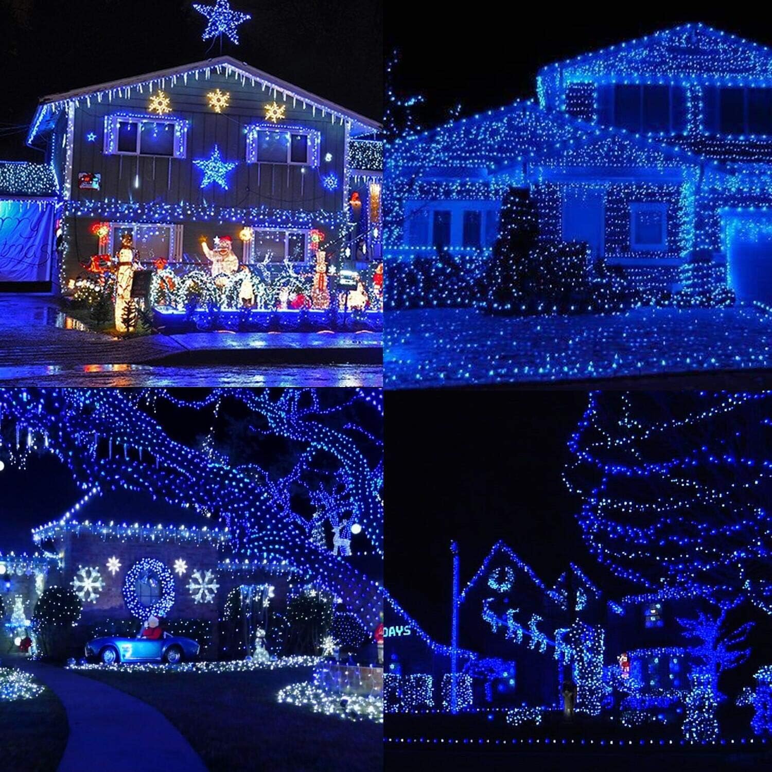 Guirnalda de 300 luces LED para exteriores e interiores, luces navideñas superbrillantes extralargas de 98.5 pies con 8 modos de iluminación, serie