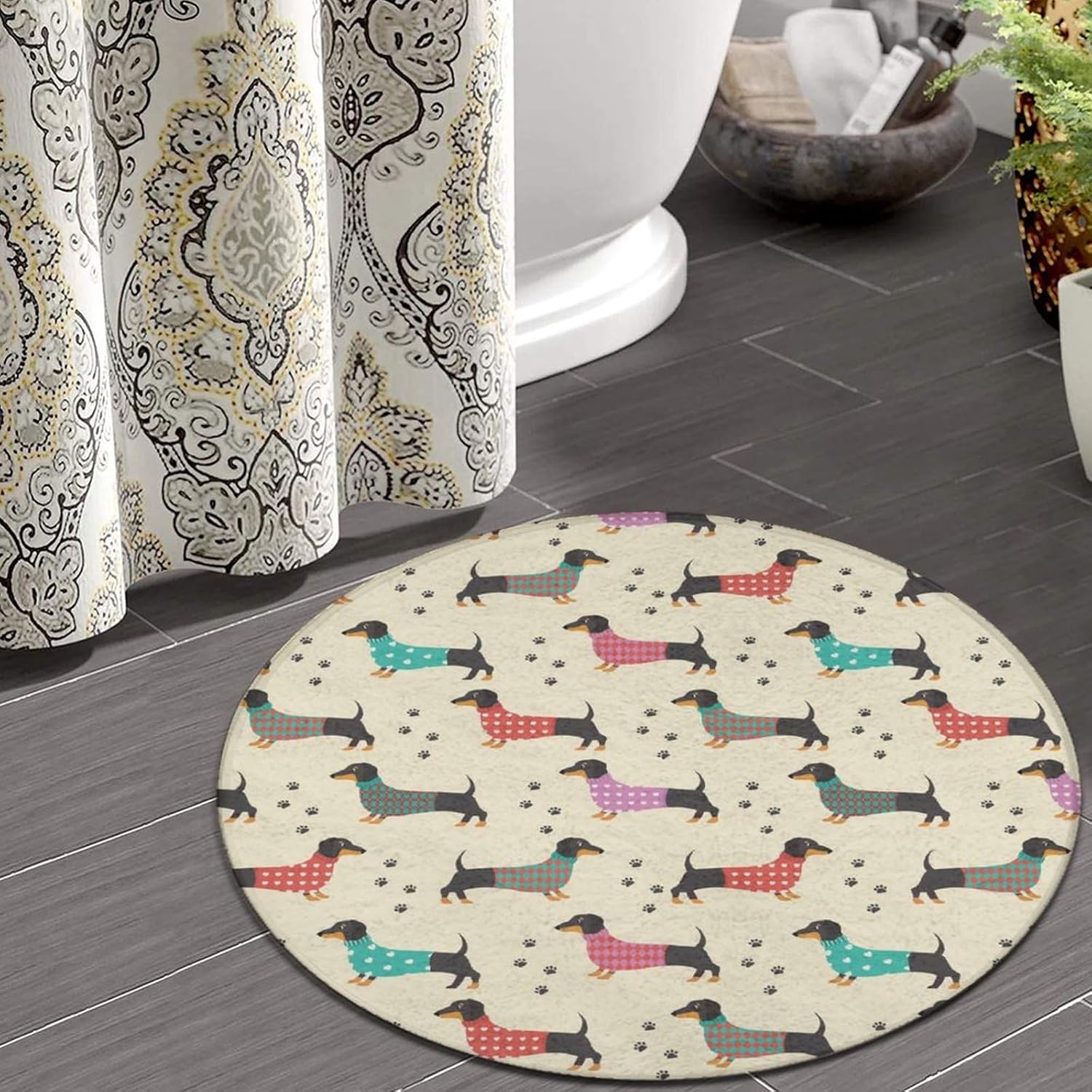 Alfombra redonda grande para decoración del hogar, moderna, antideslizante, lavable a máquina, alfombras circulares compatibles con perros salchicha