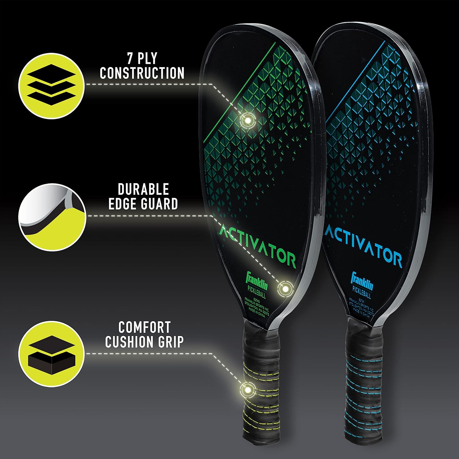 Franklin Sports Juego de palas y pelotas de pickleball  Raquetas de madera de pickleball + bolas de pickleball  Activador  Aprobado por Pickleball