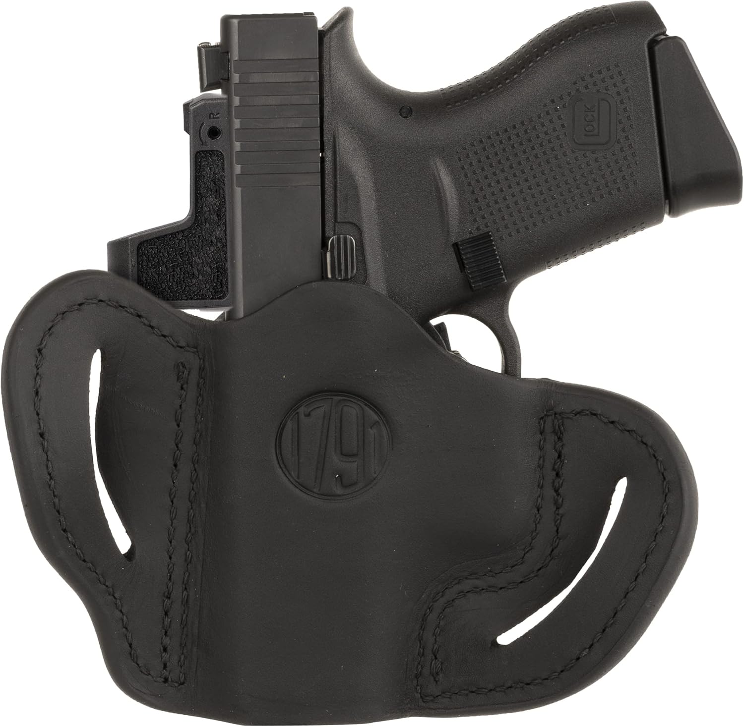 1791 Gunleather G43 Optic Ready Funda, OWB CCW G43 Funda de piel para cinturones. Compatible con Glock 43, Ruger LC9, SR22, SR1911, Sig P238, P365 y