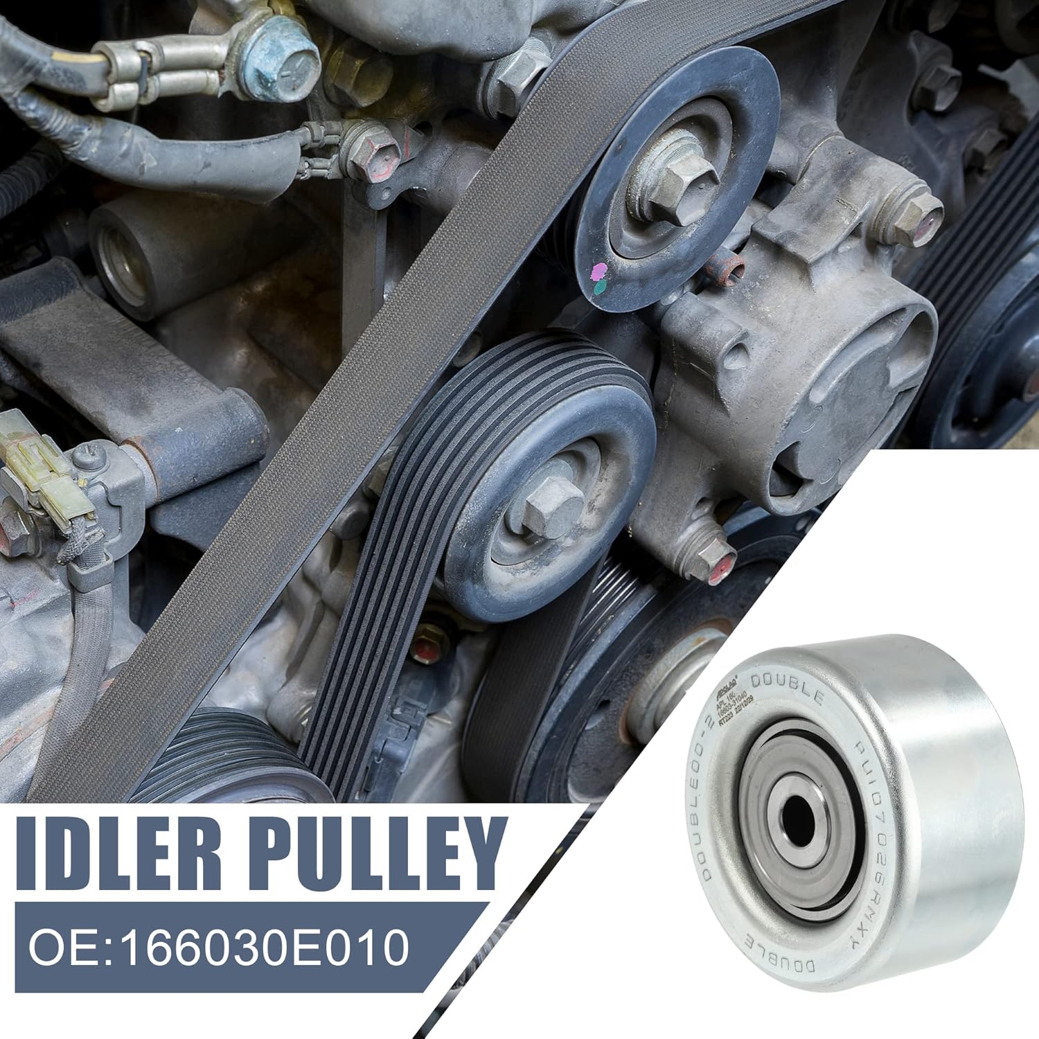 X AUTOHAUX 166030E010 166030P010 Polea guía de desviación de polea tensora para Toyota 4Runner 2009-2023 para Toyota FJ Cruiser Tacoma