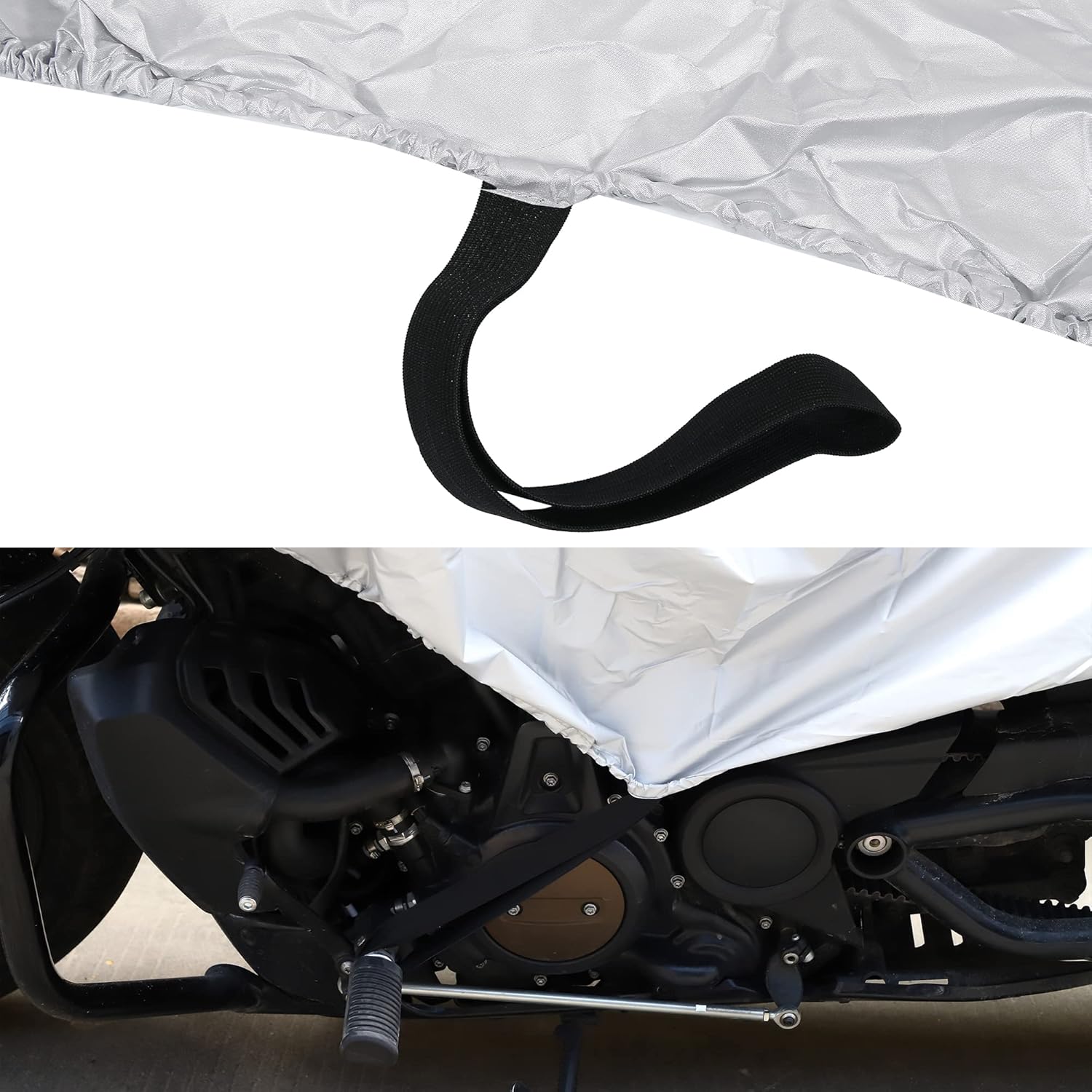 X AUTOHAUX Funda para motocicleta, ligera, media cubierta, impermeable, para exteriores, lluvia, polvo, color plateado, tamaño XL, para la mayoría