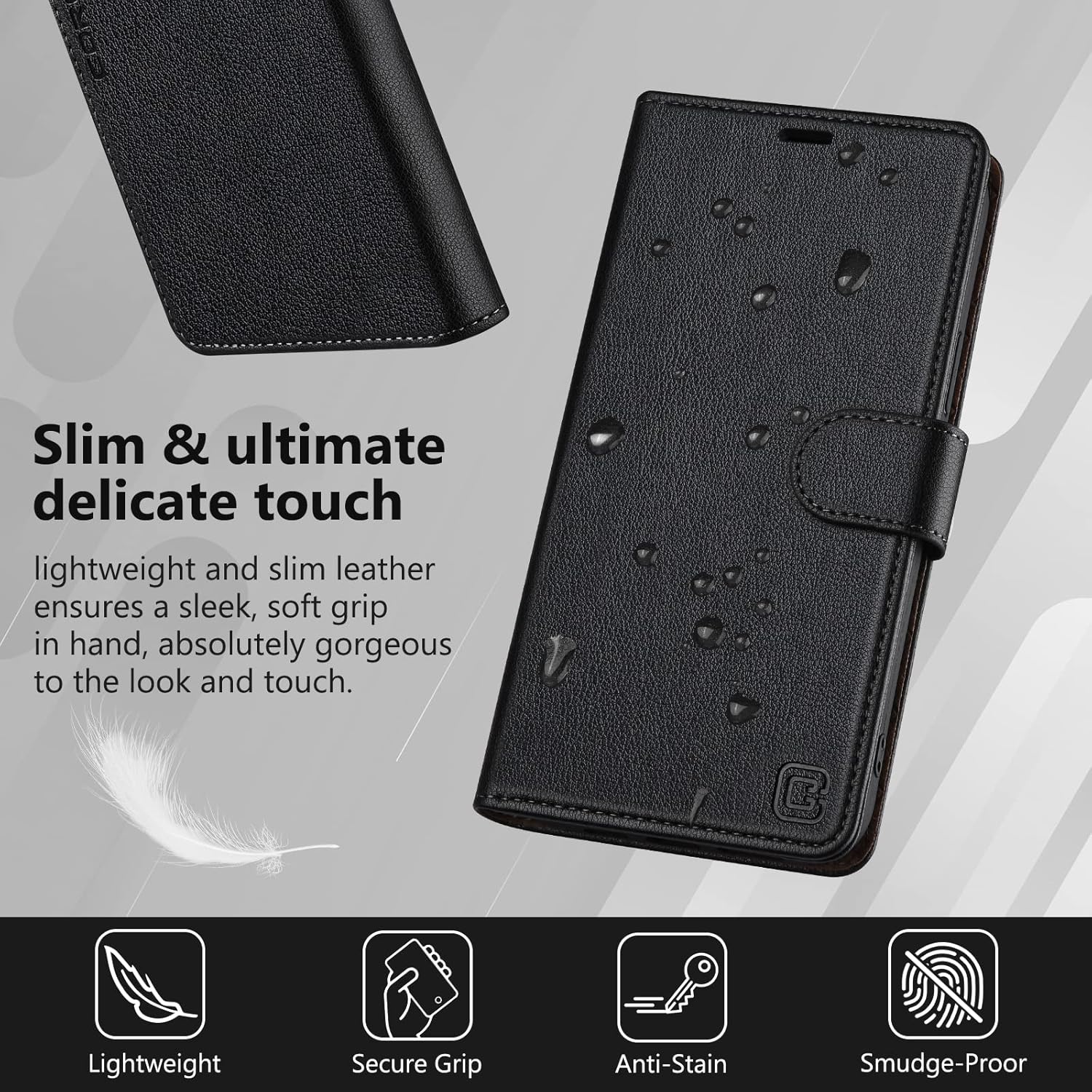 Funda protectora de piel sintética con bloqueo RFID, función atril con cierre magnético, funda tipo cartera compatible con iPhone 13 Pro Max 5G de