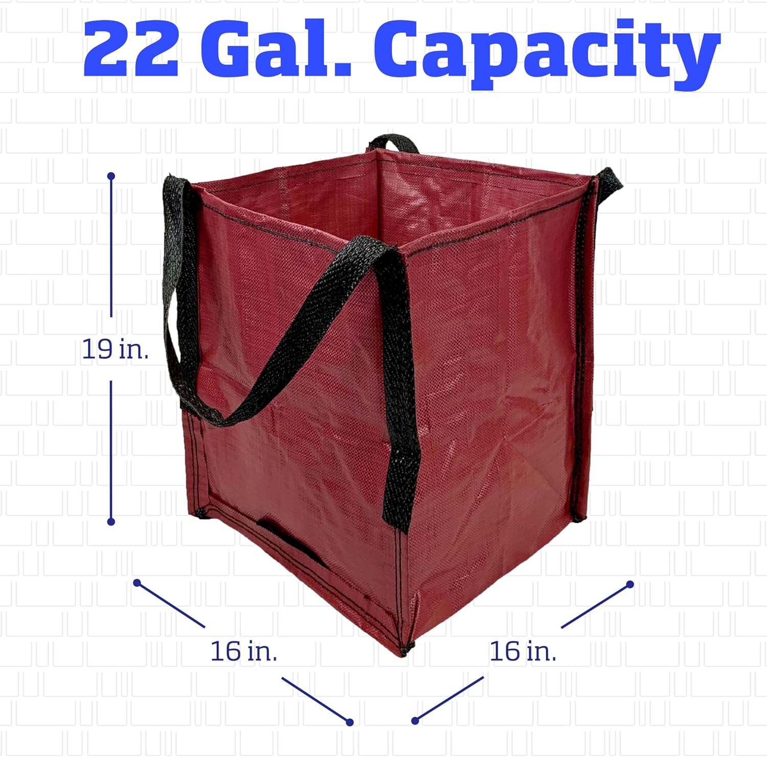 DURASACK Bolsa de mano resistente de polipropileno tejido resistente de 22 galones, bolsa multiusos reutilizable, diseño autoservicio, color rojo