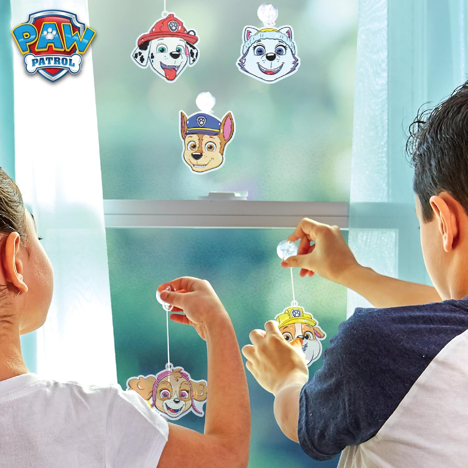 Arte de ventana de Paw Patrol, hace 5 atrapasoles de escombros de la Patrulla Canina, Everest, Marshall, Chase, Skye, atrapasoles de la Patrulla
