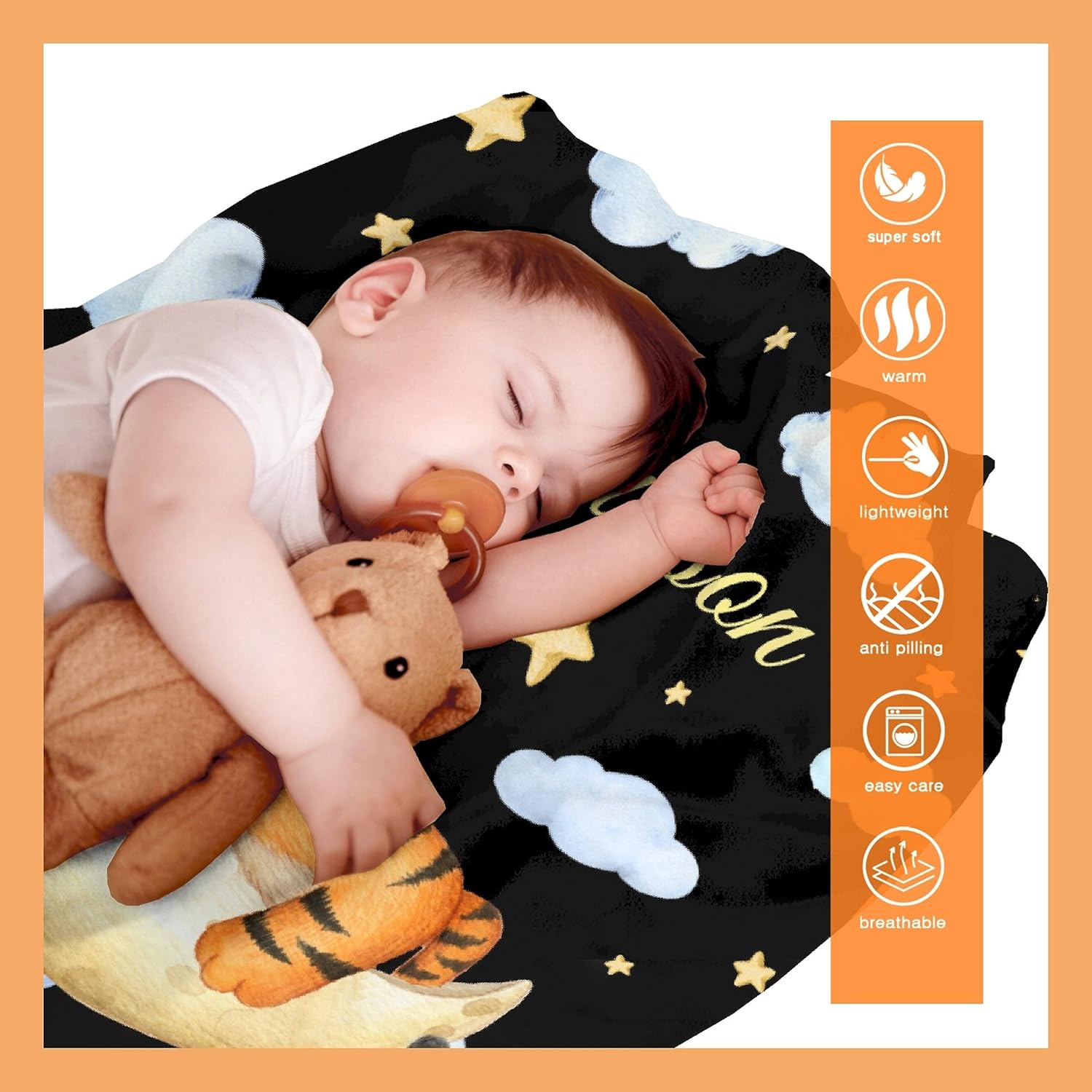 Manta personalizada para bebé, regalos para niños, manta de franela súper suave y cómoda con nombre personalizado de elefante, regalo para recién