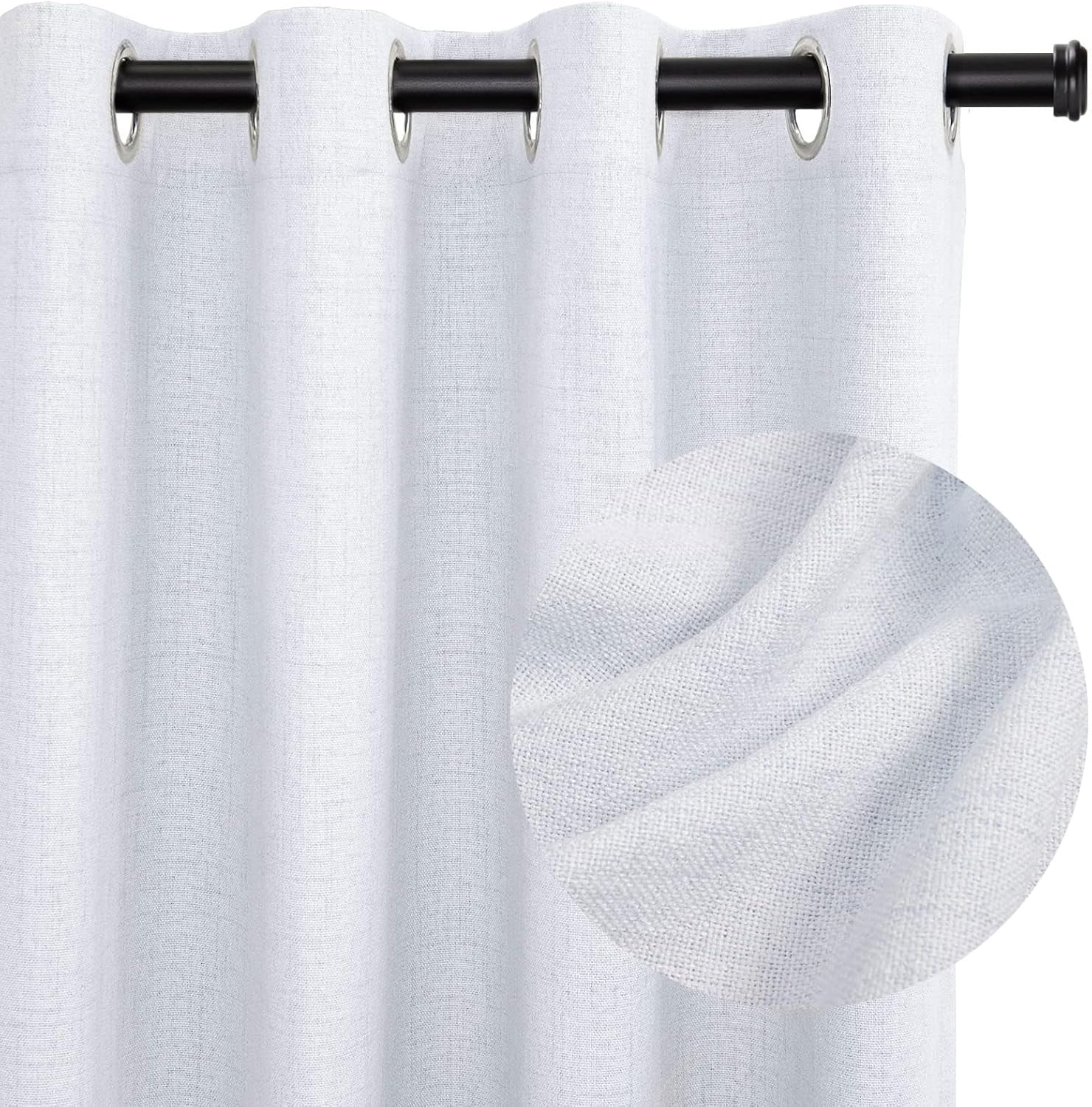 Cortinas 100% opacas de 45 pulgadas de largo, cortinas opacas de lino de 45 pulgadas de largo, juego de 2 paneles de cortinas opacas con aislamiento