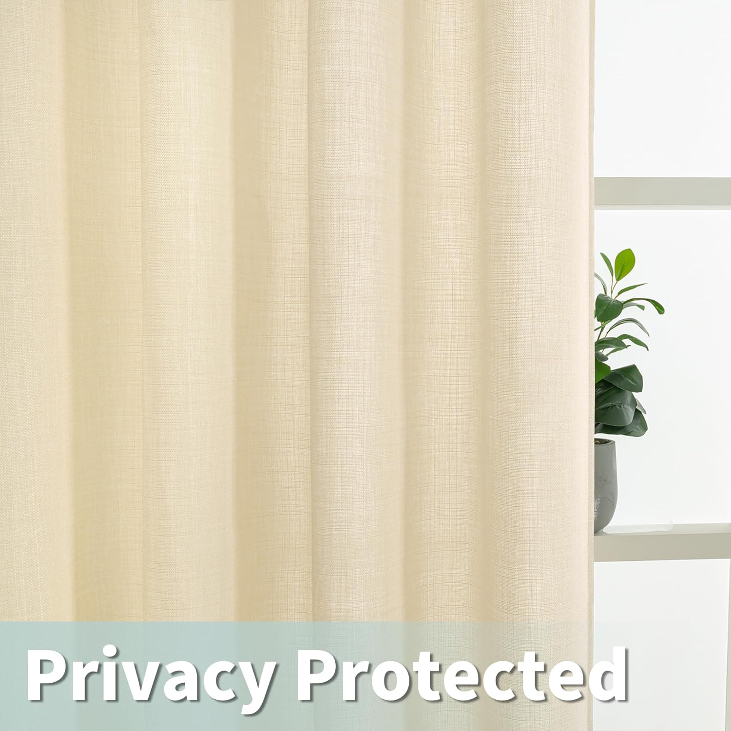 LAMIT Cortinas de lino natural para sala de estar, cortinas de privacidad texturizadas de lino sintético de 84 pulgadas, paneles de arpillera